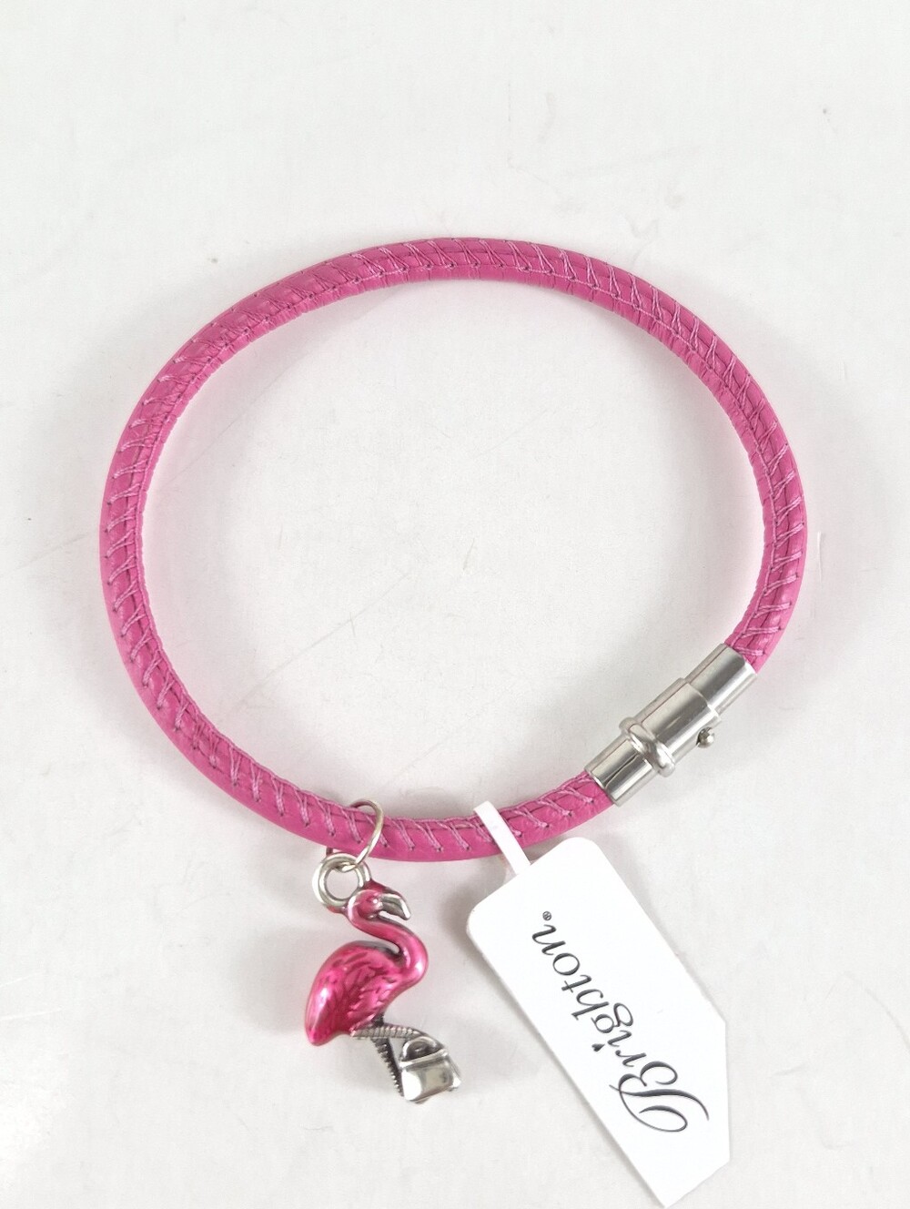 Brighton Coachella Pink Flamingo Charm Leather Bracelet NWT